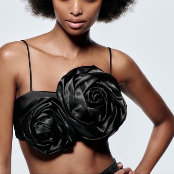 NWT Zara Floral Appliqué Top XL - Picture 4 of 8